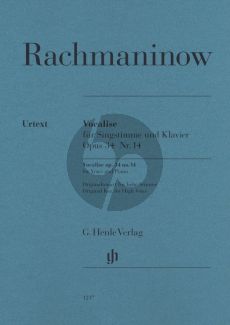 Rachmaninoff Vocalise Op.34 No.14 for High Voice and Piano (edited by Dominik Rahmer) (Henle-Urtext)