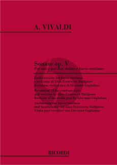 Vivaldi 6 Sonatas Op.5 for one or two Violins and Bc (Basso Continuo and Edited by G.F. Malipiero) (Revision of the Violin Part by G. Guglielmo)