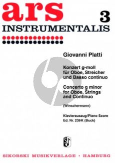 Platti Konzert g-moll Oboe-Streicher und Bc (Klavierauszug) (Winschermann)