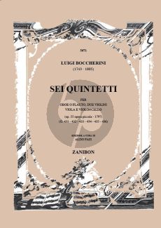 Boccherini 6 Quintetti Op.55 Oboe[Flute]-2 Vi.-Va.-Vc. (Score)