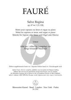 Faure Salve Regina Op. 67/1 N 128 Soprano or Tenor, and Organ or Piano (Helga Schauerte-Maubouet)