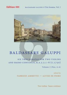 Galuppi 6 Trio Sonatas Vol. 2 No. 4 - 6 for 2 Violins and Bc (Score/Parts) (edited by Fabrizio Ammetto and Alvise De Piero)