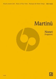 Martinu Nonet H.144 (Fragment) Flute, Oboe, clarinet, Horn, Bassoon, Violin, Viola, Violoncello and Piano (Study Score)