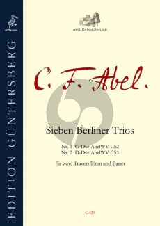 Abel 7 Berliner Trios Vol. 1 No. 1 - 2 2 Flutes and Bc (Score/Parts) (edited by Leonore and Günter von Zadow)