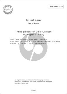 Quintasia - 3 Quintets for 5 Violoncellos Set of Parts (edited and arranged by J. Remy)