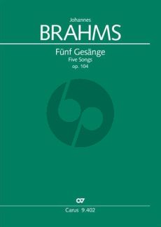 Brahms Fünf Gesänge für gemischten Chor a cappella Op.104 Partitur (SATB, SATBB, SAATBB) (Uwe Wolf)