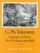 Telemann Concerto D-dur TWV 40:202 4 Violinen ohne Bass (Part./Stimmen) (Yvonne Morgan)