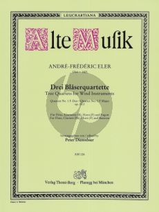 Eler Quartett F-dur Op. 11 No. 1 für Flöte, Klarinette (B), Horn (F) und Fagott (Stimmen) (Peter Dienstbier)