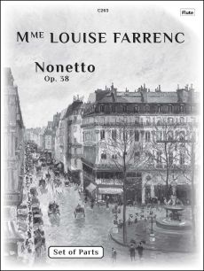 Farrenc Nonetto Op.38 for Flute, Oboe, Clarinet in Bb, Bassoon, Horn in Eb/C, (Horn in F alternative), Violin, Viola, Cello and Double Bass Set of Parts (Grade 8)