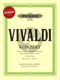 Vivaldi Concerto E-dur Op.3 No.12 RV 265 from "L'estro armonico" Violine-Streicher-Bc (piano reduction) (Bk-Cd)