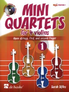 Stiles Mini Quartets Vol.1 for 4 Violins (Open Strings-First and Second Finger) (1.Pos.) (Score/Parts) (Bk-Cd)