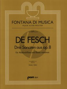 Fesch 3 Sonaten aus Op.8 Altblockflote und Bc