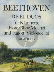 Beethoven 3 Duos WoO 27 Clarinet [Flute/Violin/Oboe] and Bassoon[Violoncello] (Score/Parts) (Willy Hess)