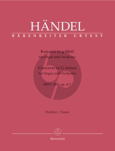 Handel Concerto g-moll Op.4 No.1 HWV 289 Orgel-Orch Partitur