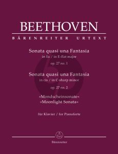 Beethoven Sonata quasi una Fantasia Op.27 No.1 & Sonata Op.27 No.2 (Moonlight Sonata) (edited by Jonathan del Mar) (Barenreiter-Urtext)