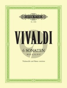 Vivaldi 6 Sonaten (RV 40, 41 43, 45-47) Violoncello-Bc. (Diethard Hellmann)