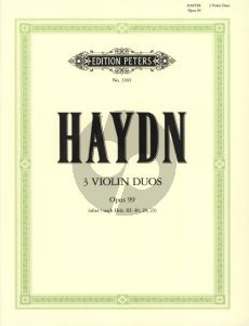 Haydn  3 Duette Op.99 nach Hob.III: 40 - 20 - 23 fur 2 Violinen (Stimmen) (Herausgeber Hans Sitt)