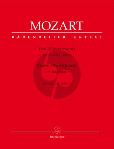 Mozart 3 Divertimenti KV 136 - 137 - 138 (125 A-B-C) 2 Violinen-Viola und Violoncello Stimmen (Herausgeber Karl Heinz Füssl) (Barenreiter-Urtext)