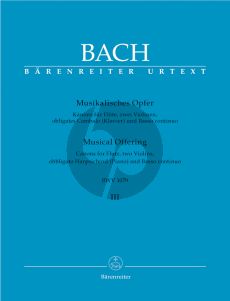 Bach Musical Offering BWV 1079 Vol.3 Kanons Flute-2 Vi.-Opt.Cemb(Clavier)-Bc.) (Score/Parts)