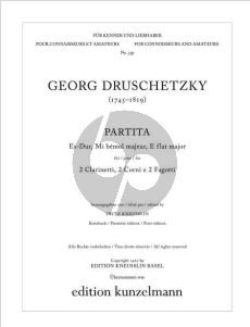 Druschetzky Partita Es-dur 2 Klar. [Bb]- 2 Horner [F]- 2 Fagotten (Partitur) (Fritz Kneusslin)