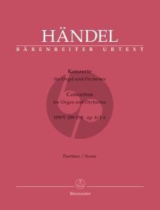 Handel Organ Concertos Op.4 No.1-6 HWV 289-294 Full Score Set (Terence Best and William Gudger) (Barenreiter-Urtext)