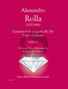 Rolla Concerto in fa maggiore BI. 551 Viola - Piano (Prepared and Edited by Kenneth Martinson) (Urtext)