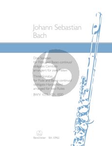 Bach 3 Sonatas for Flute and Basso continuo / obbligato Harpsichord BWV 1033, 1031, 1020 for 2 Flutes (Score) (transcr. Cathrin Ambach)