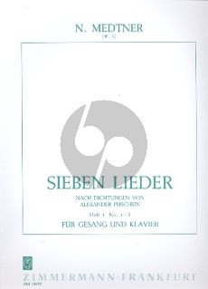 Medtner 7 Lieder nach Dichtungen von Puschkin Op.52 Vol.1 fur Gesang und Klavier (Deutsch/English/Russisch)