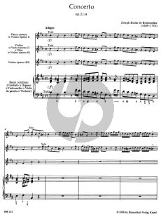 Boismortier Concerto h-moll Op. 21 No. 4 Treble Recorder-Violin [Flute] and Bc (Score/Parts) (Hugo Ruf)