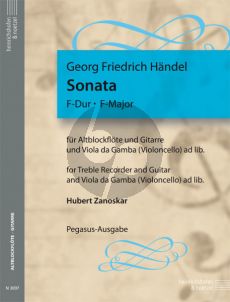 Handel Sonate F-dur Altblockflöte und Gitarre (Vc. ad lib.) (Part./Stimmen) (Hubert Zanoskar)