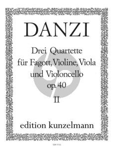 Danzi Quartett d-moll Op.40 No.2 Fagott, Violine, Viola und Violoncello (Stimmen) (Herausgegeben von Bernhard Pauler)