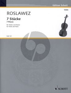 Roslawez 7 Stucke (1929) fur Violine und Klavier (Erstausgabe herausgegeben von Marina Lobanova) (Grade 4)