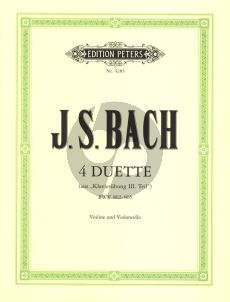 Bach 4 Duette (aus Klavierübung Teil 3) BWV 802-805 fur Violine-Violoncello Spielpartitur (Herausgegeben von Joachim Stutschewsky)