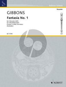 Gibbons Fantasia No. 1 C-major 3 Recorders (SAT) (Score) (Elli McMullen)