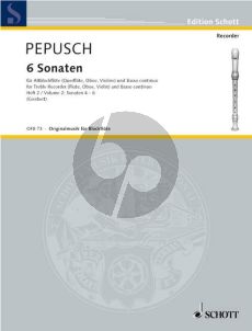 Pepusch 6 Sonaten Vol.2 (Nos.4-6) Treble Rec.[Fl./Ob,/Vi.]-Bc (Giesbert)