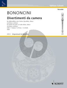 Bononcini Divertimenti da Camera Vol.1 Treble Rec.[Fl./Ob./Vi.]) (Violonc.[Viola da Gamba] ad lib.) mit Bc (Hugo Ruf)