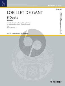 Loeillet 6 Duets Vol.1 (No.1-3) (2 Treble Rec.) (edited by Hugo Ruf)