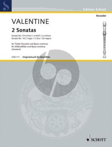 Valentine 2 Sonatas No. 9 - 10 Treble Recorder aund Bc (from "12 Sonatas for a Flute with a Thorough Bass") (Franz Julius Giesbert)