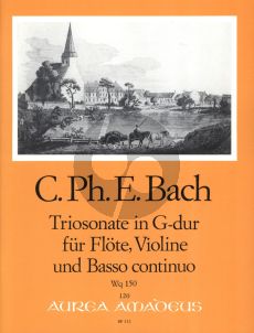 Bach Triosonate G-dur Wq 150 Flöte[Oboe/Violine]-Violine-Bc. (Part./Stimmen) (Manfredo Zimmermann) (Erstdruck)