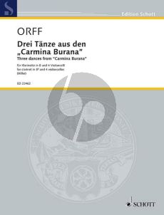 Orff Three Dances from "Carmina Burana" Clarinet[Bb]-4 Violoncellos (Hiller)