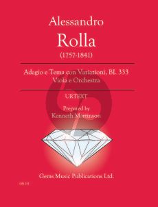 Rolla Adagio e Tema con Variazioni BI. 333 Viola e Orchestra Score - Parts (Prepared and Edited by Kenneth Martinson) (Urtext)