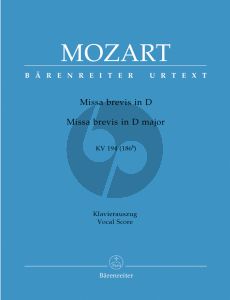 Mozart Missa Brevis D-dur KV 194(186h) for Soli, Choir and Orchestra Vocal Score (edited by Walter Senn) (Barenreiter-Urtext)