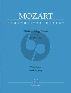 Mozart Dixit et Magnificat KV 193 (186g) STB Soli-SATB- Clarino 1 / 2 - 3 Trb.-Timp.- 2 Vi.-Bc Vocal Score