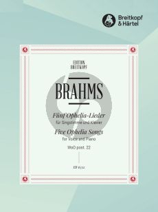 Brahms 5 Ophelia Songs for Low Voice and Piano (German/English) (edited by Gerd Sievers)