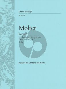 Molter Konzert Nr.3 G-dur for Clarinet in A or D and Basso Continuo (Becker-Obst)