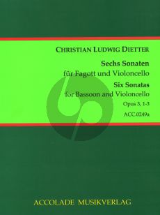 Dietter 6 Sonaten Op.3 Band 1 No.1-3 2 Fagotten (Part./Stimmen) (Jean-Christophe Dassonville)