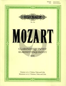 Mozart Quintet KV 581 A-Major for Clarinet in A 2 Vi.-Va.-Vc. Set of Parts (Peters)