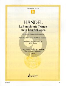 Handel Lascia ch'io Pianga mia cruda sorte / Lass mich mit Tränen mein Los beklagen fur Sopran Stimme-Klavier (Recitative und Aria aus Rinaldo) (Italienisch/Deutsch)