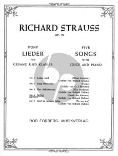 Strauss 5 Lieder Op.39 No.4 Befreit Hohe Stimme und Klavier (Text Richard Dehmel)