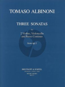 Albinoni 3 Sonatas from Op.1 Vol.1 No.1 - 3 2 Violins-Violoncello and Bc (Score/Parts) (edited Martin Lutz)